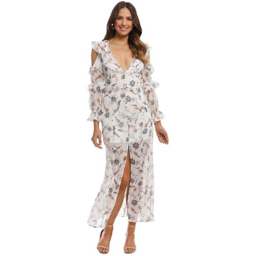 For Love & Lemons Elyse Ruffled Maxi Dress